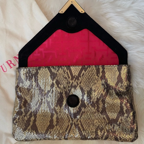 BNWT Elaine Turner, Bella, Envelope Style, Black/Gold Clutch - Picture 2 of 9